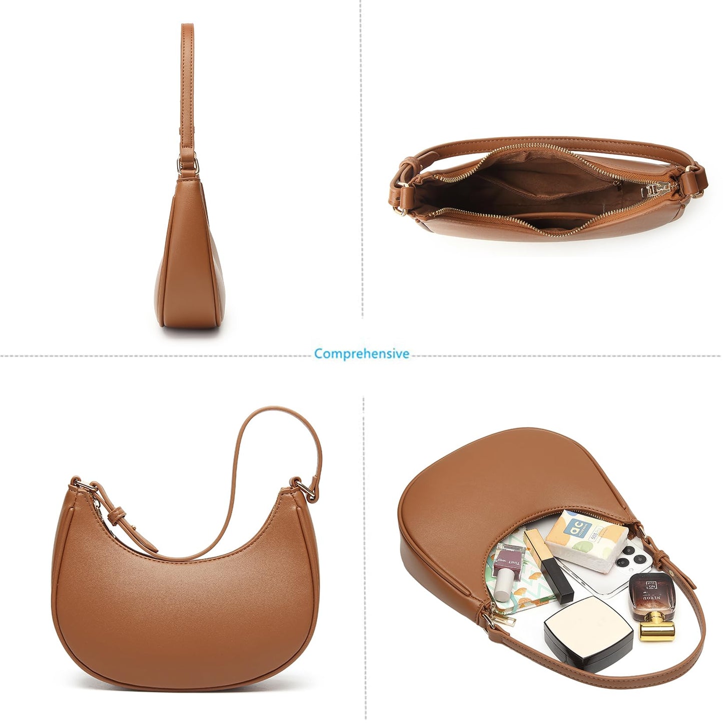 Barabum Kleine Umhängetasche für Damen, halbmondförmige Geldbörse, Y2K Trend Clutch Handtaschen