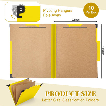 Henoyso 10 Pcs Hanging Classification File Folders, Letter Size Red Folders with 3 Pressboard Dividers, 8 Fasteners, 4 Inch Expansion, 1/3-cut Top Tab for Medical Records and File Cabinet Organizer
