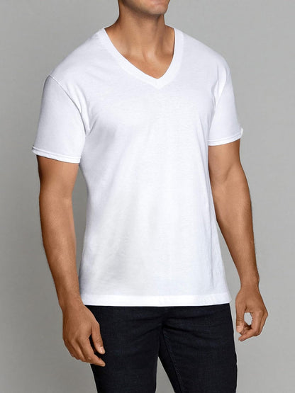Fruit of The Loom Men's 6-Pack Stay Tucked V-Neck T-Shirt