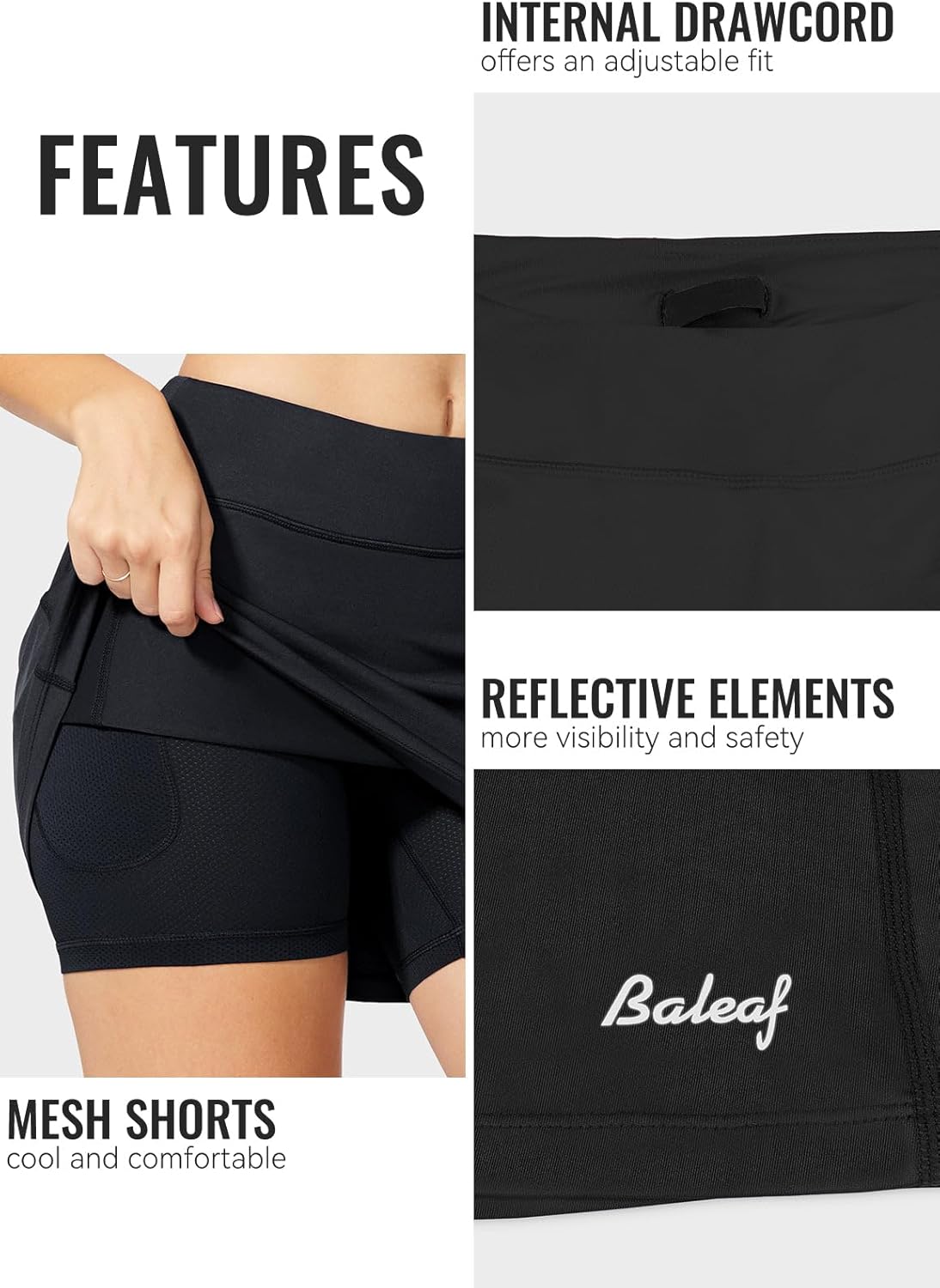 baleaf Damen Tennis Golf Röcke Skorts mit Shorts Laufsport Stretch Athletic mit Innentaschen