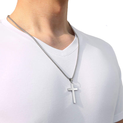 P. Blake Edelstahl Kreuz Anhänger Halskette für Männer Jungen, Christliches Kreuz Anhänger mit 61 cm Kette