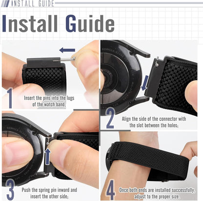 Runostrich Schnellverschluss-Nylon-Uhrenarmband - Breitenwahl - 18mm, 19mm, 20mm, 22mm, 24mm elastische Uhrenarmbänder verstellbares dehnbares Solo Loop Sport Nylon Ersatzarmband für Damen Herren, 3 Stück