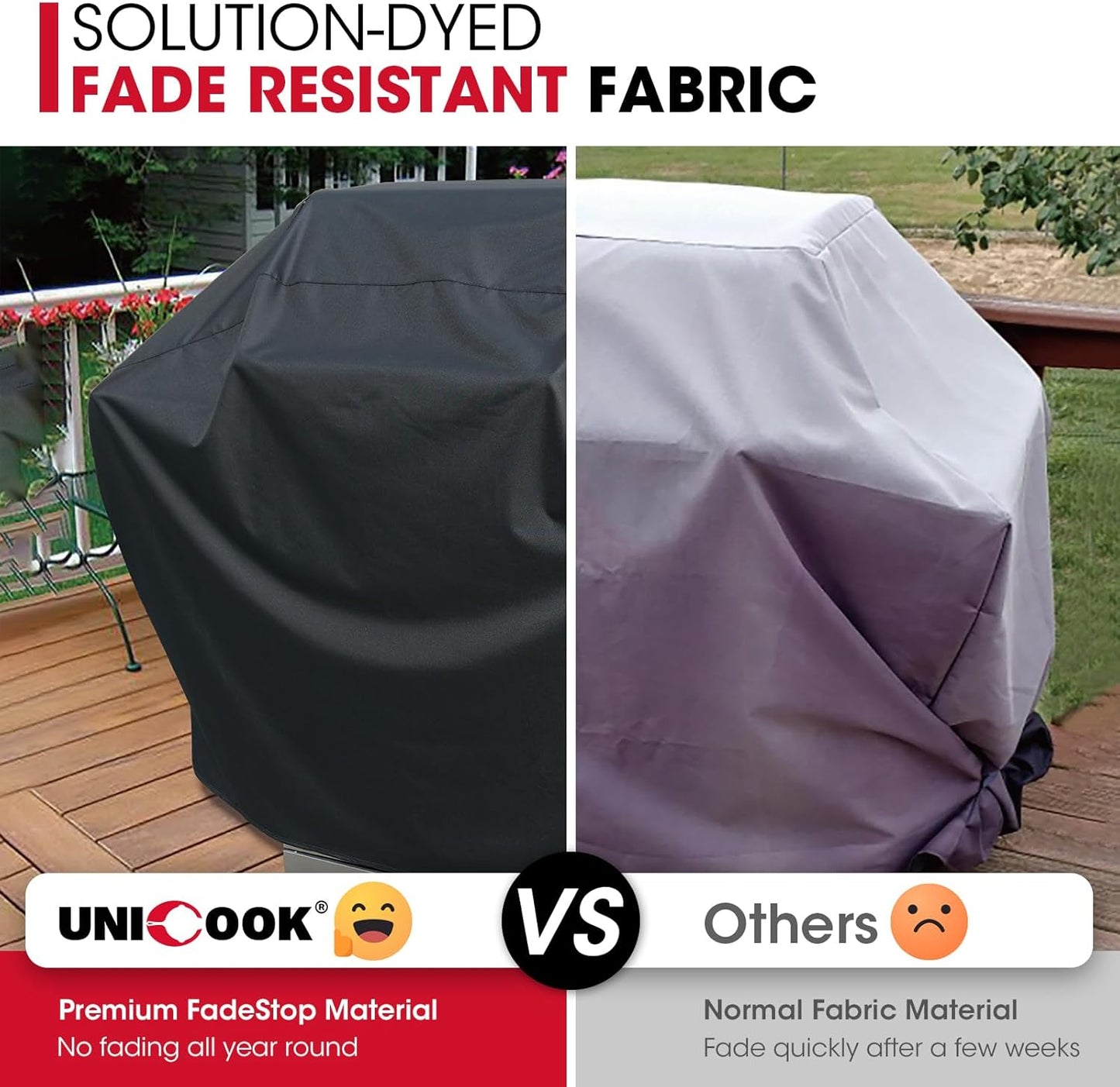 UNICOOK BBQ Abdeckung 60 Zoll, Hochleistungs-Wasserdichte Grillabdeckung, Spezielle Licht- und UV-beständige Outdoor-Grillabdeckung, Grillzubehör Kompatibel mit Weber Char-Broil Nexgrill und mehr