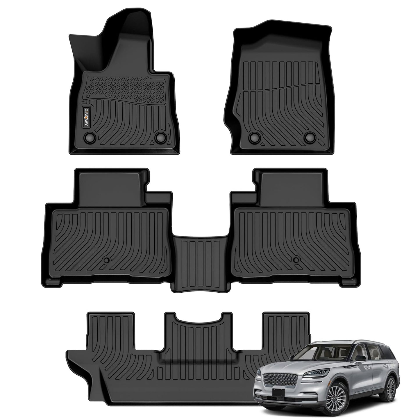 GINOWY-Floor Mats for Toyota 4Runner 1996-2002,1st+2nd Row,TPE All Weather Car Mats Custom Fit Rubber Floor Liners Car Accessories for Toyota 4Runner