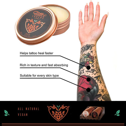 Tattoo Lovers Care Tattoo Salve Artists Tin Glide Tattoo Balm Before, During & Aftercare Cream Moisturizer Rejuvenates Older Tattoos & Combats Redness, Swelling, Scabbing Natural Ingredients 6oz