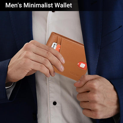VATAN Herren Slim Wallet RFID Schutz Leder Kreditkartenetui für 15 Karten, Bifold Minimalistisches Dünnes Portemonnaie mit 2 Ausweisfenstern und Geldscheinfach, mit Geschenkbox (Carbon Fiber Schwarz)