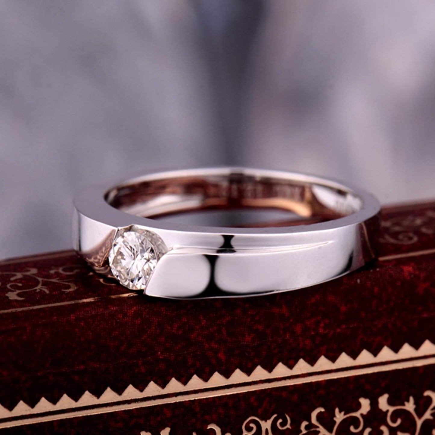 Matching Rings for Girls, 0.2ct Diamond Accent Ring Pt900 Platinum Anniversary Rings for Her