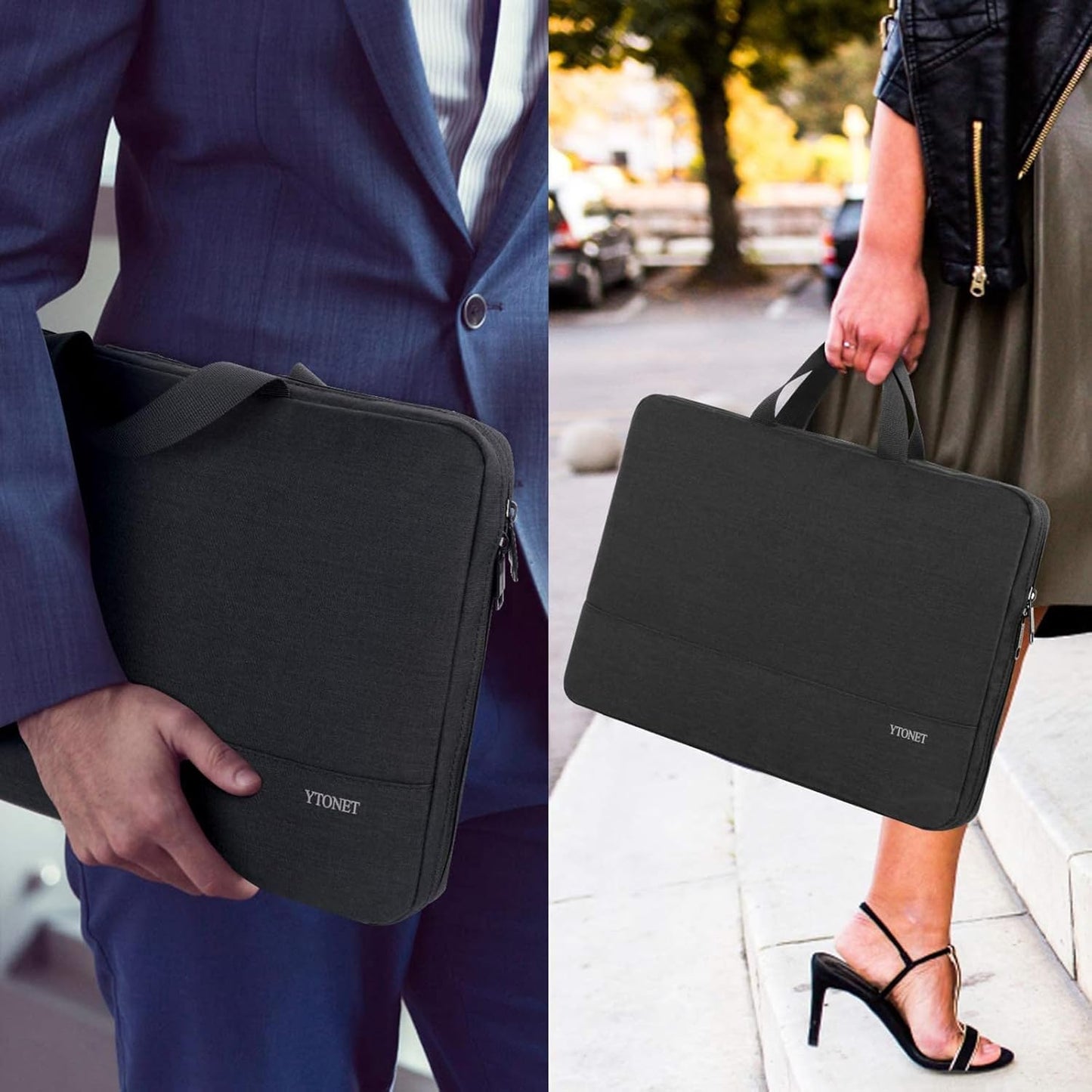Funda para portátil Ytonet, bolsa para portátil TSA de 15.6 pulgadas, funda para portátil resistente al agua, bolsa de transporte para ordenador compatible con portátiles Lenovo, HP, Dell, Asus, regalos para hombres y mujeres, gris