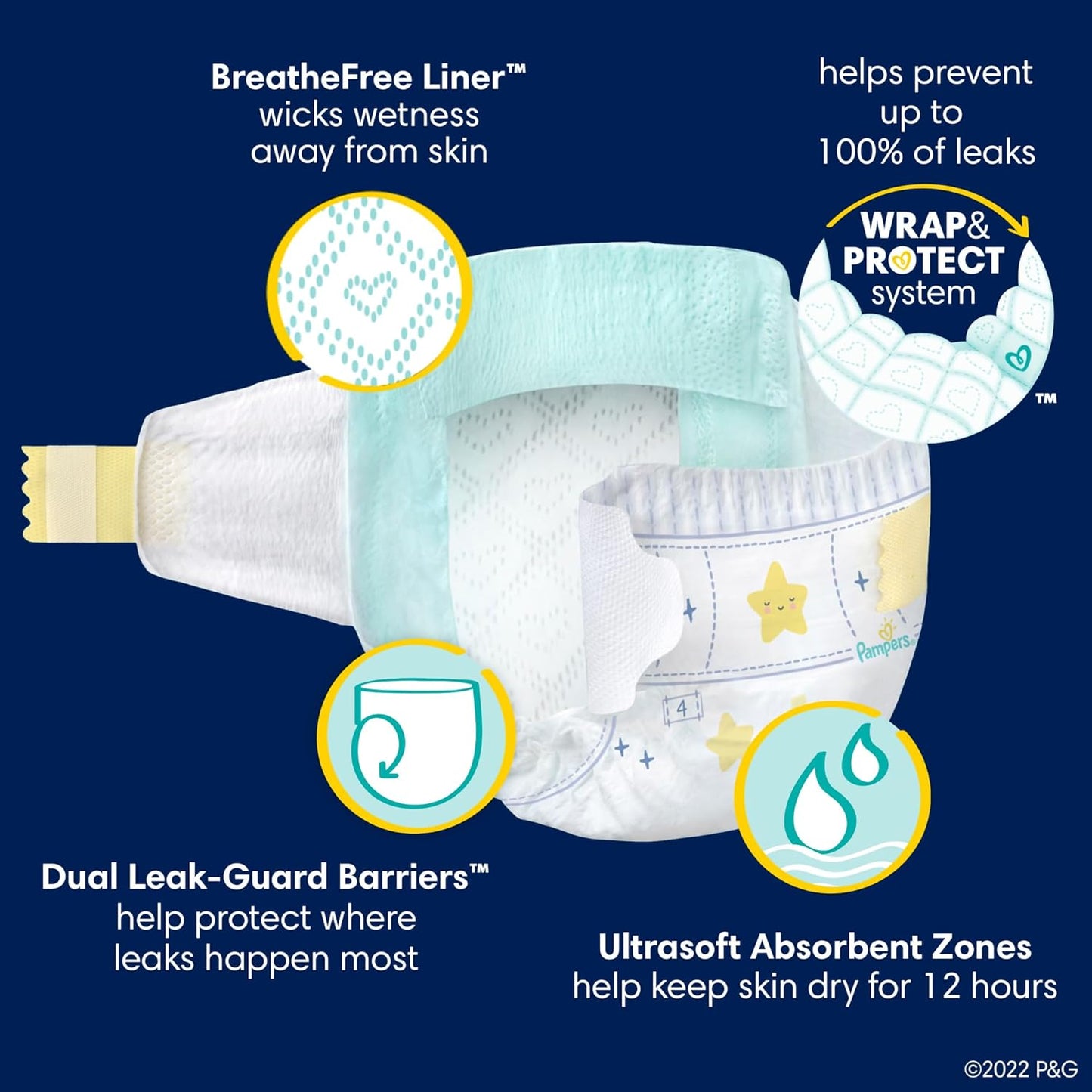 Pampers ZZZ Overnight Diapers, Size 3 (16-28 lbs), 116 Count, Nighttime Protection Disposable Baby Diaper