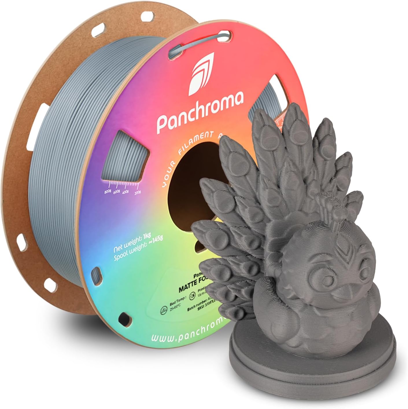 1kg - Matte114 - 1.75mm Matte Fossil Grey (Hex Code: #8a8c94)