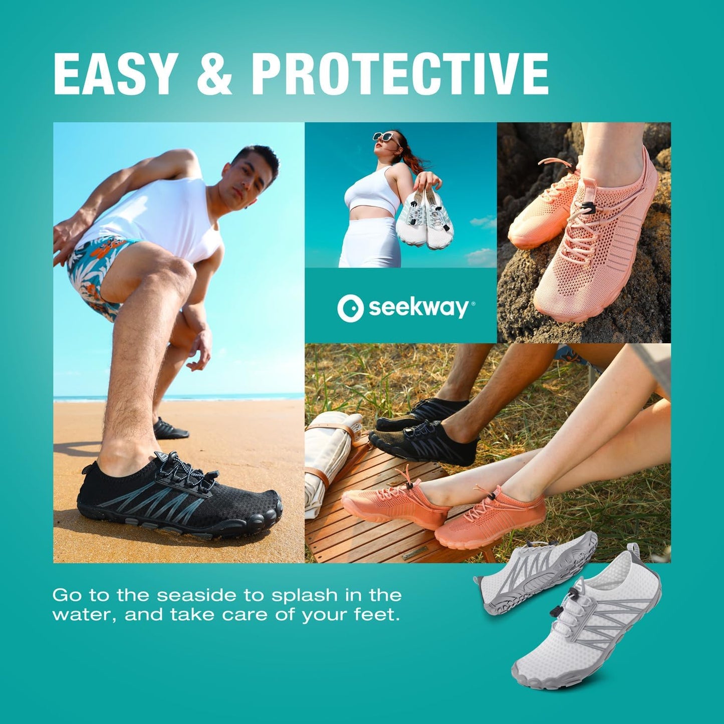 SEEKWAY Wasserschuhe Herren Damen Erwachsene Quick-Dry Badeschuhe Barfußschuhe für Strand Schwimmen Fluss Pool See Wandern Kajak Surfen