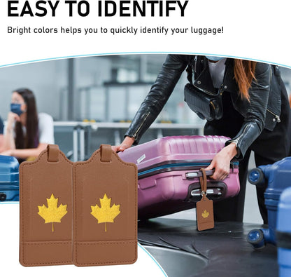 4 Pack Luggage Tag, Anyos PU Leather Travel Bag Labels Suitcase Baggage Tags with Name ID Card Privacy Protection
