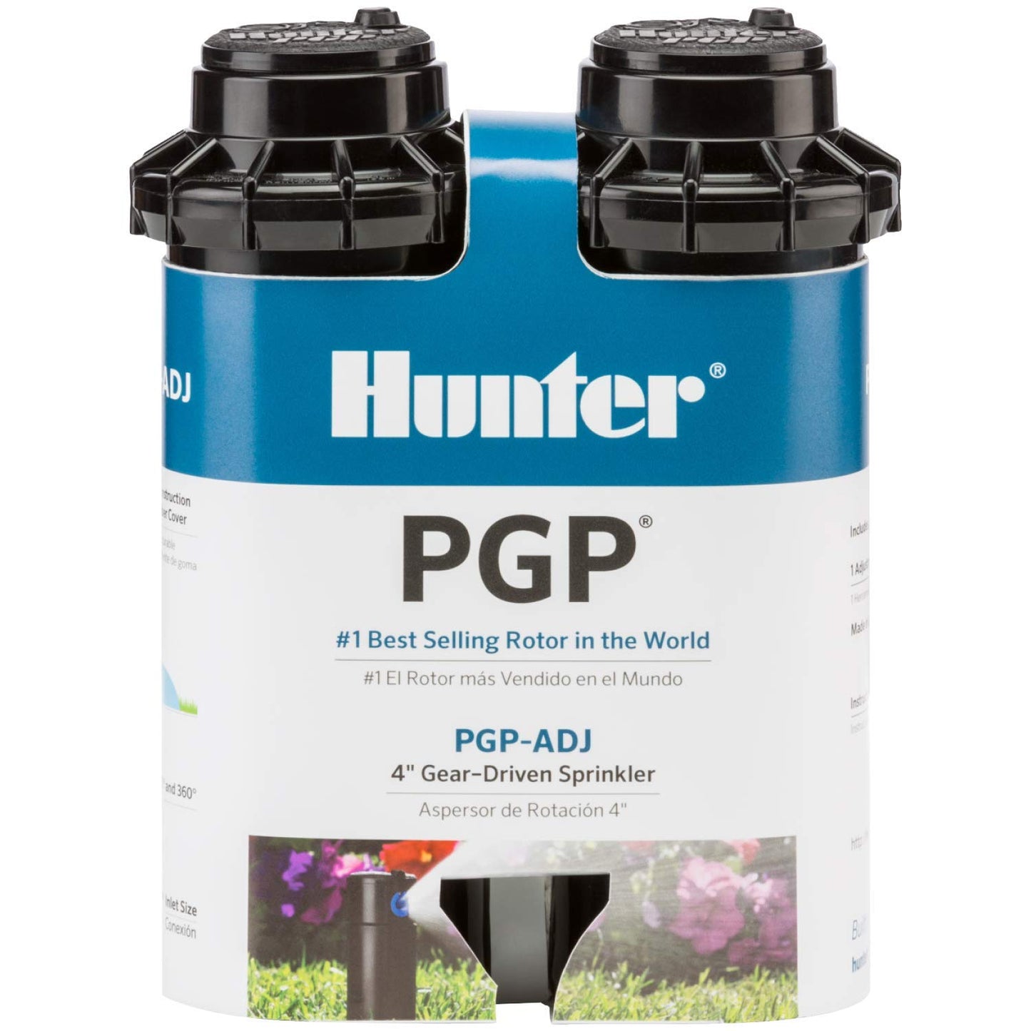 Hunter PGP-ADJ 3/4" Rotor Sprinkler, Adjustable 40°– 360° Arc, Gear Drive, 4" Pop Up Sprinkler, Lawn Irrigation Head, 22–52 ft Spray Distance, Preinstalled 3.0 GPM Nozzle, 2 Pack