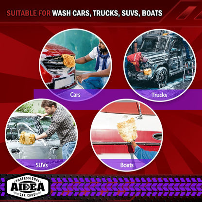 AIDEA Car Wash Mitt Microfiber, 2PK Scratch Free Lint-Free, Premium Chenille Microfiber Mitt Car Wash Brush, Green, Regular Size 7.12''X10.14''