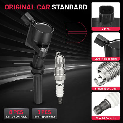 BDFHYK Ignition Coil Pack UF648 and Iridium Spark Plug 97390 Compatible with Jeep Grand Cherokee 2011-2015 Jeep Wrangler Dodge Charger Grand Caravan 2016 Chrysler 200 300 Jeep Coil Pack 3.6L Set of 6