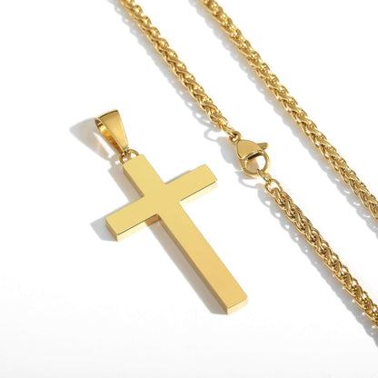 P. Blake Edelstahl Kreuz Anhänger Halskette für Männer Jungen, Christliches Kreuz Anhänger mit 61 cm Kette