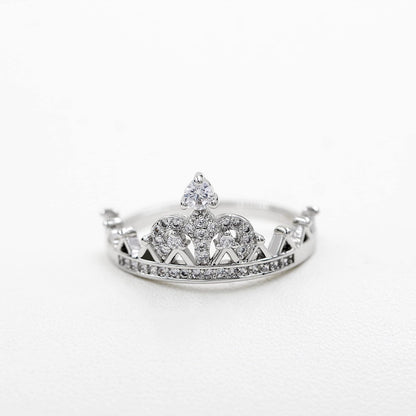 Uloveido Platinum Plated Crown Royal Ring, Women's Cubic Zirconia Wedding Rings Y1227