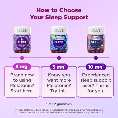 OLLY Sleep Gummy, 3 mg Melatonin, L-Theanine, Chamomile, Lemon Balm, Sleep Aid, BlackBerry - 70 Count (Pack of 12)
