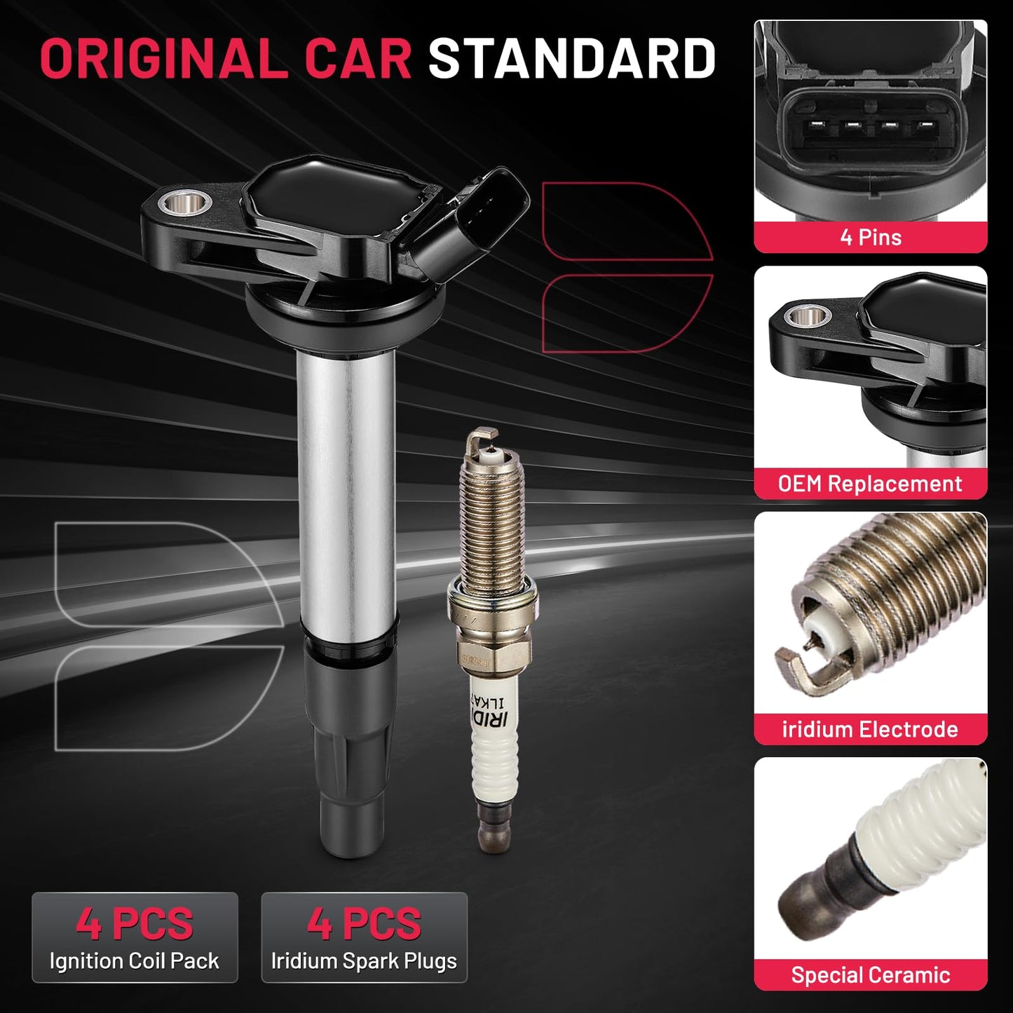 BDFHYK Ignition Coil Pack UF648 and Iridium Spark Plug 97390 Compatible with Jeep Grand Cherokee 2011-2015 Jeep Wrangler Dodge Charger Grand Caravan 2016 Chrysler 200 300 Jeep Coil Pack 3.6L Set of 6