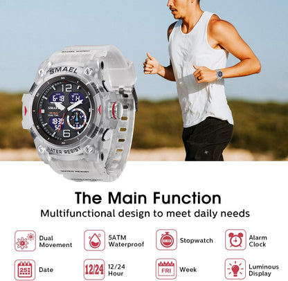 Herren Digitaluhr, Sportuhren für Männer Outdoor Militär Digital Analog Stoppuhr Wasserdicht Multifunktionale Armbanduhr
