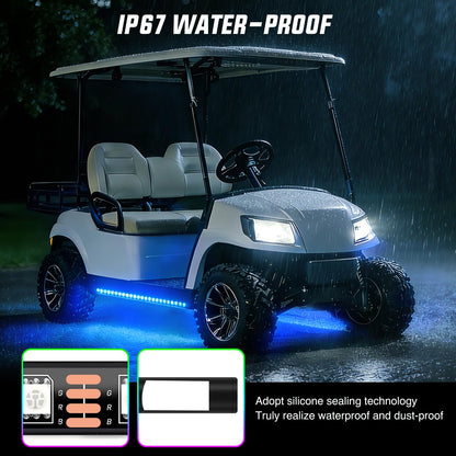 Nilight 6PCS Golf Cart Underbody Light Kit with Canopy Lights Dream Color Multi-Mode Neon Accent Lighting APP Remote Control Sound Active Music Sync IP67 Waterproof 12V-66V for EZGO Yamaha Club Car
