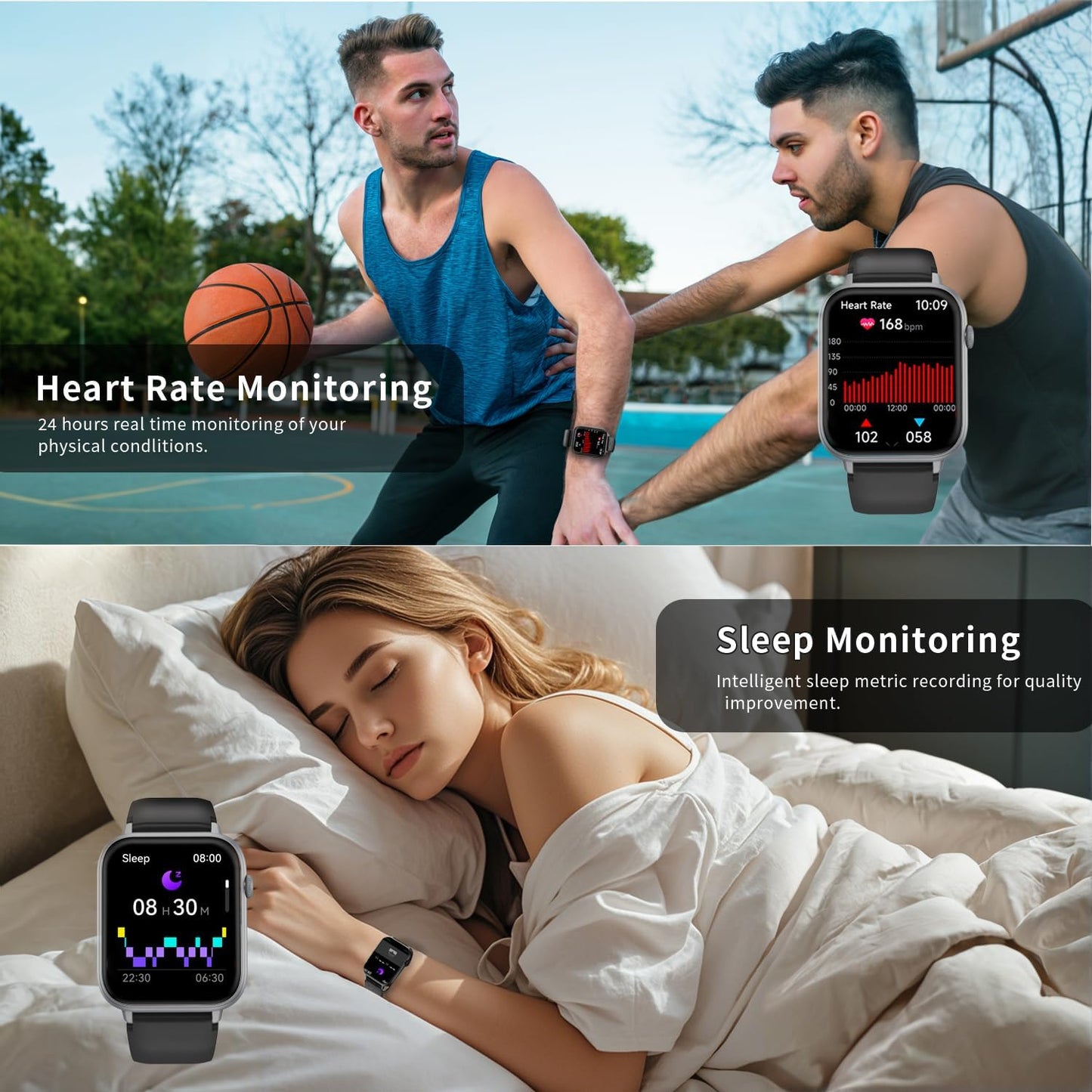 Smartwatch für Herren Damen, für Android und iPhone, 1,83" HD Touchscreen Smartwatch mit Anruf-/Wählfunktion, 112+ Sportmodi IP68 Fitness Tracker, Fitnessuhr mit Schlaf-/Schritt-/Aktivitäts-/Herzfrequenzüberwachung