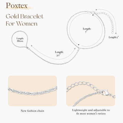 Goldarmbänder für Frauen Stapel Nicht Anlaufen, 14K Vergoldete Stapelbare Armbänder Set für Frauen Trendy, Wasserdicht Einfacher Schmuck Sets Geschenke Inklusive Perlen-/Kuban-/Büroklammer-/Fischgräten-/Seilglieder-Kette, Modeaccessoires