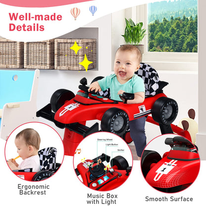 BABY JOY 4-in-1 Baby Walker, Foldable Activity Walker with Adjustable Height & Speed, Music, Lights, Anti-Rollover, Toddler Push Walker, Baby Walker with Wheels for Boys Girls 6-18 Months (Pink)