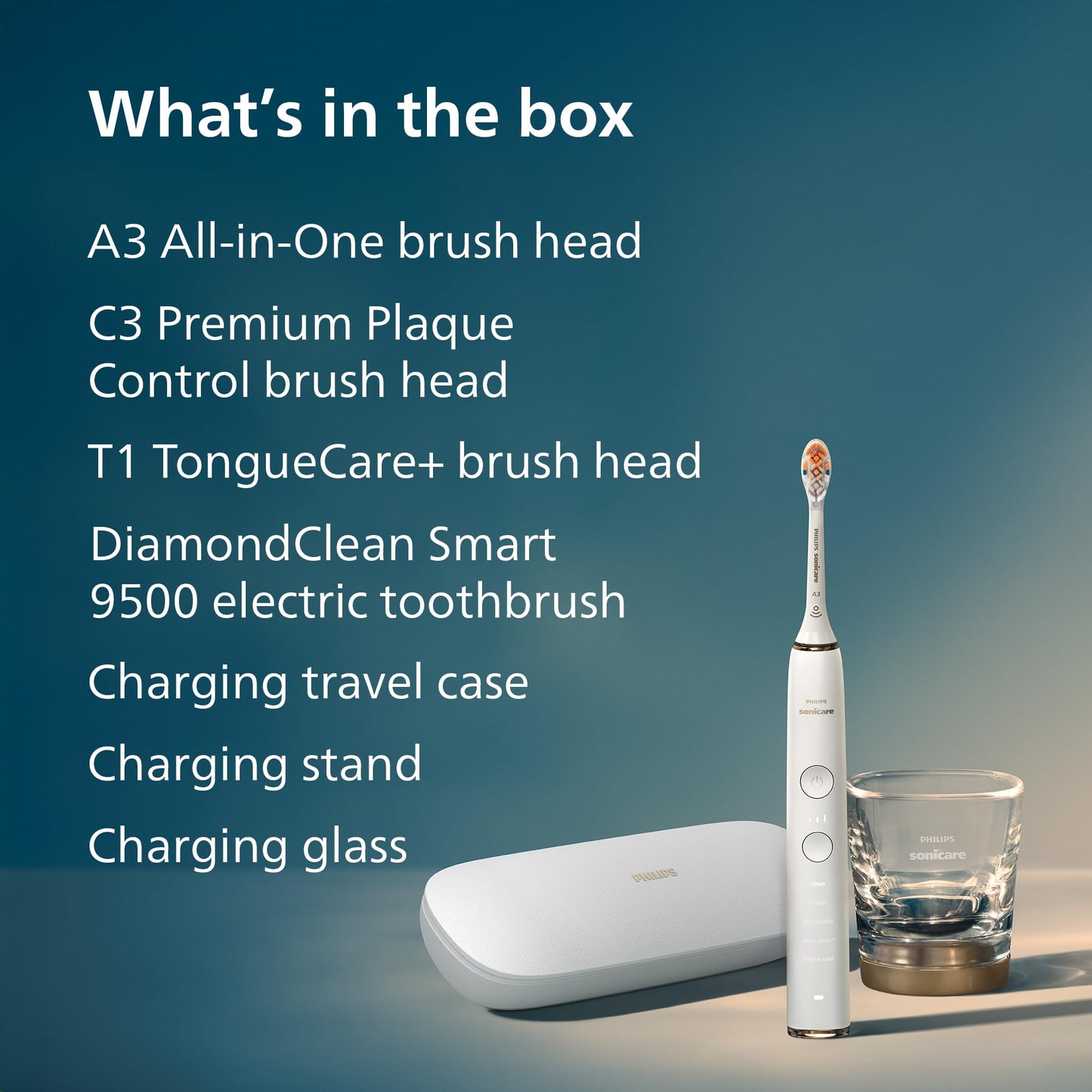 Philips Sonicare DiamondClean Smart 9500 Electric Toothbrush - Sonic Toothbrush with App, Pressure Sensor, 15 Brushing Settings, Replacement Reminder, USB Charging Travel Case, Black, Model HX9923/11