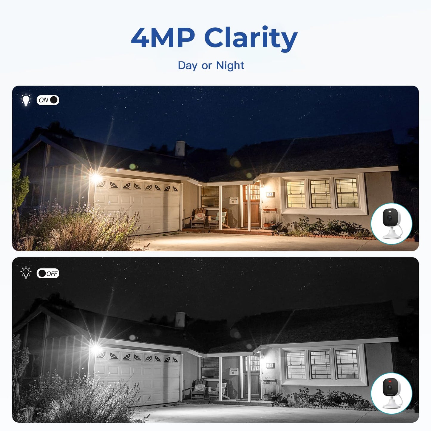 4MP Indoor Cameras for Home Security Outdoor, Home Security Camera System, 2.4g/5g Camera for House/Elder/Dog/Pet/Baby, Plug and Play, Support Card/Cloud (Not Included), 9.84ft Wire, 2PCS