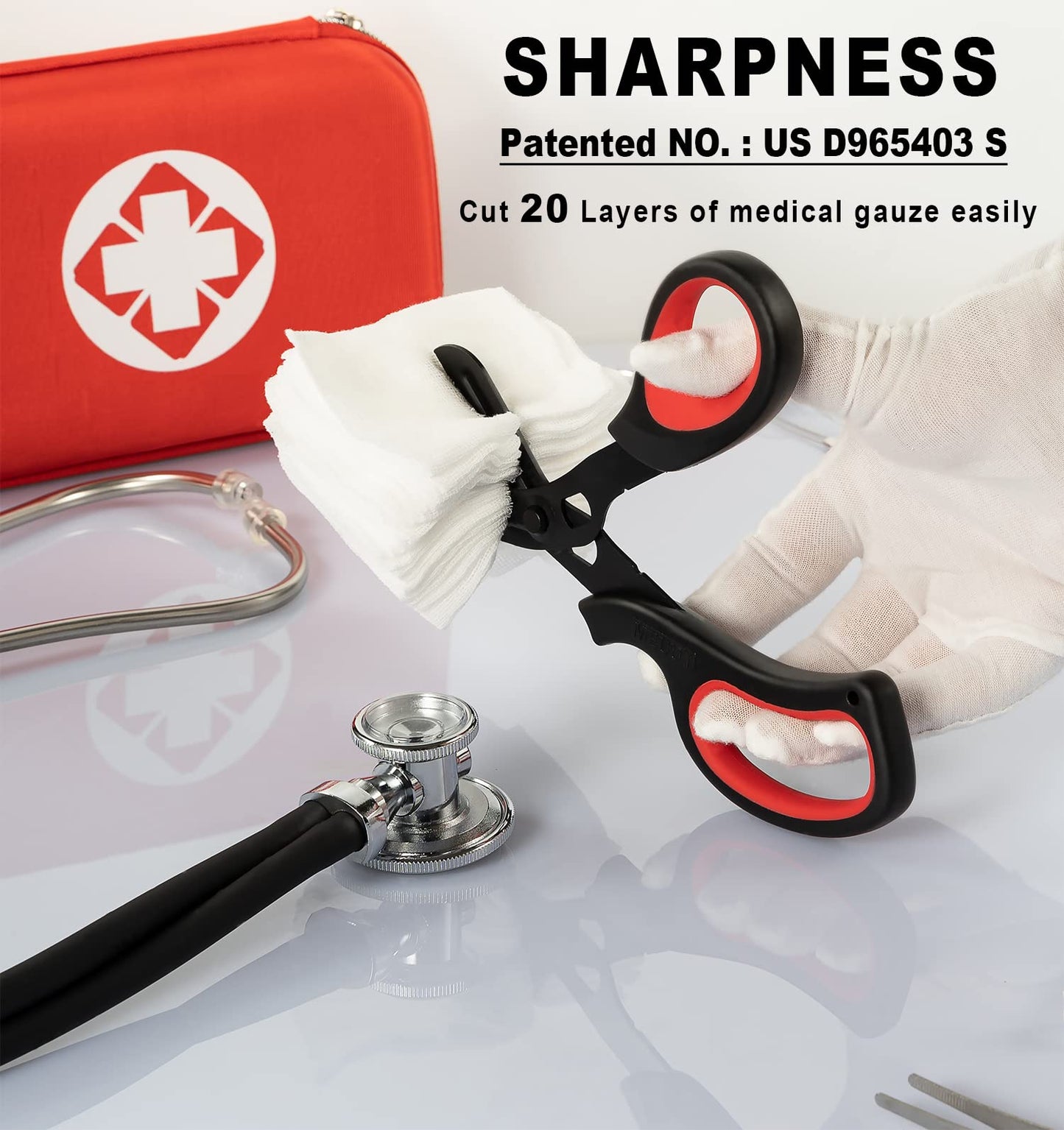MEUUT 2 Pack Medical Scissors Trauma Shears for Left and Right Hand -Patented Bandage Scissors All Purpose with Non-Stick Blades, Surgical Grade Shears Stainless Steel EMT Scissors for Nurses EMT