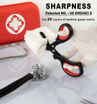 MEUUT 2 Pack Medical Scissors Trauma Shears for Left and Right Hand -Patented Bandage Scissors All Purpose with Non-Stick Blades, Surgical Grade Shears Stainless Steel EMT Scissors for Nurses EMT