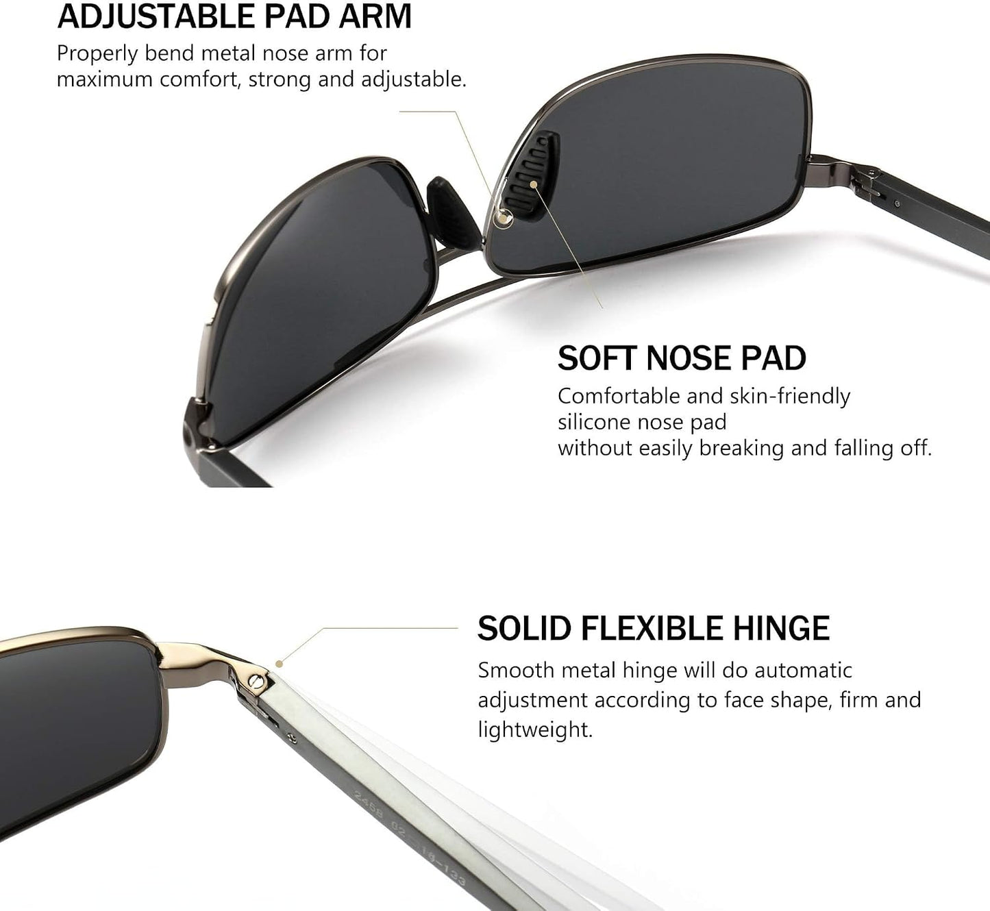 SUNGAIT Ultra Lightweight Rectangular Polarized Sunglasses