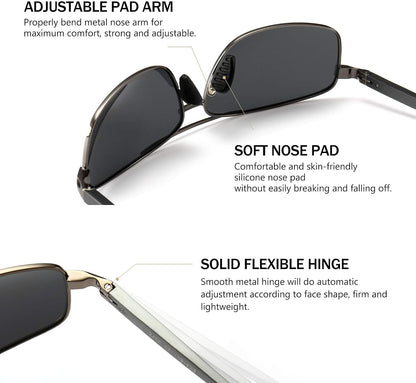 SUNGAIT Ultra Lightweight Rectangular Polarized Sunglasses