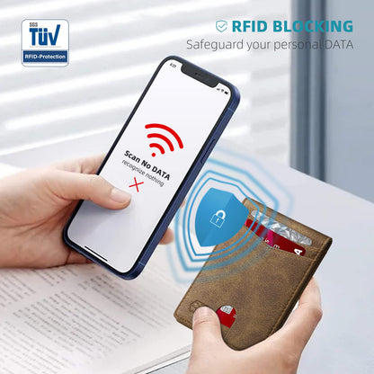Zitahli Geldklammer-Geldbörsen für Herren, schlanke zweifach faltbare Geldbörse für 10-12 Karten, Herren-Ledergeldbörse mit Ausweisfenster, RFID-blockierender dünner minimalistischer Kreditkartenhalter, Geschenke für Ihn
