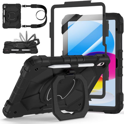 Case for iPad A16 11th Generation 11 Inch 2025, Auorld for iPad 10th Generation 10.9 inch 2022 case with Screen Protector, 360 Degree Rotating Stand Shoulder Strap Pencil Holder, Navy Pink