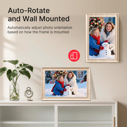 Frameo 10.1 Inch WiFi Digital Picture Frame, Smart Cloud Electronic Photo Frame with HD IPS Touch Screen Slideshow 32GB Memory Auto-Rotate Wall Mount, Share Photos/Videos from Phone - Gifts for Mom