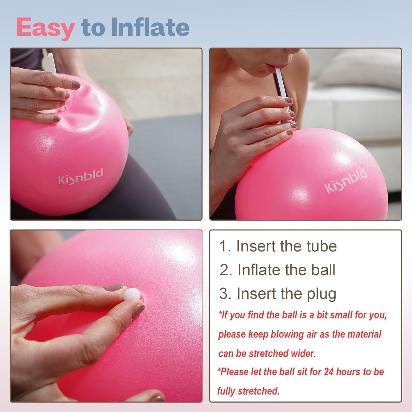 kisnbld Kleiner Gymnastikball, 9 Zoll Mini Pilates Ball, Anti-Burst und Rutschfester Mini Yoga Ball für Stabilität, Fitness, Physiotherapie, Dehnung und Rumpfkrafttraining zu Hause, im Fitnessstudio und Büro