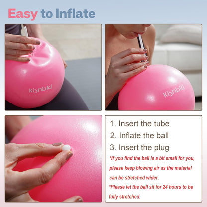 kisnbld Kleiner Gymnastikball, 9 Zoll Mini Pilates Ball, Anti-Burst und Rutschfester Mini Yoga Ball für Stabilität, Fitness, Physiotherapie, Dehnung und Rumpfkrafttraining zu Hause, im Fitnessstudio und Büro