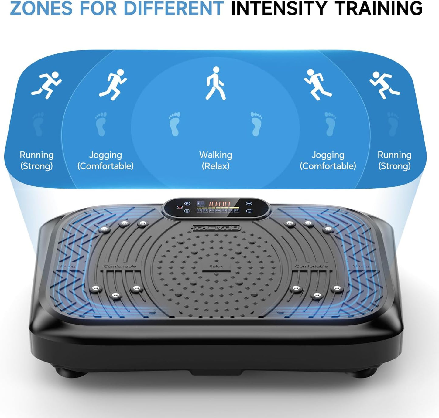 Vibrationsplatte Fitnessgerät, Vibrationsplatte 199 Einstellbare Geschwindigkeit, Vibrationsplatte Trainingsgerät Automatischer Modus P1-P7, Vibrationsplattform mit Bluetooth  450 Lbs Kapazität