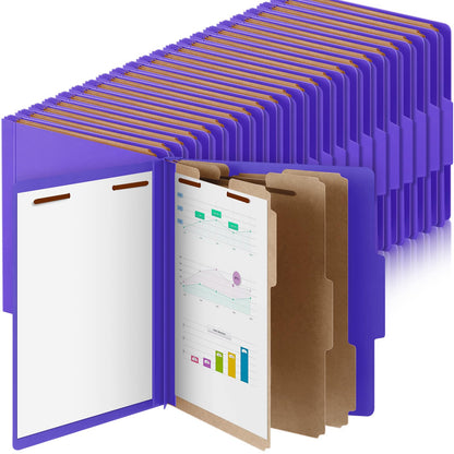 Skyygemm 60 Pcs Classification Folders Letter Size, 3 Divider Pressboard File Folder with Fasteners, Expanding File Organizer Bulk for Documents, Projects, Reports, School Teacher, Office (Orange)