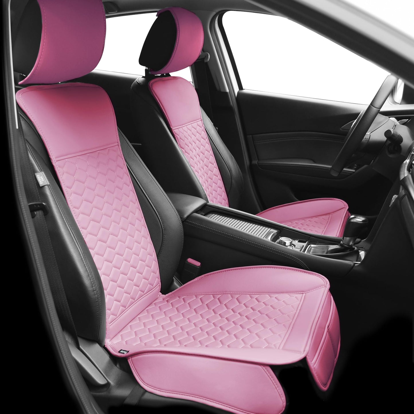 Elantrip 2PCs Front Car Seat Covers Leather Water Proof Seat Protector Universal fit for Most Cars SUVs and Trucks Black