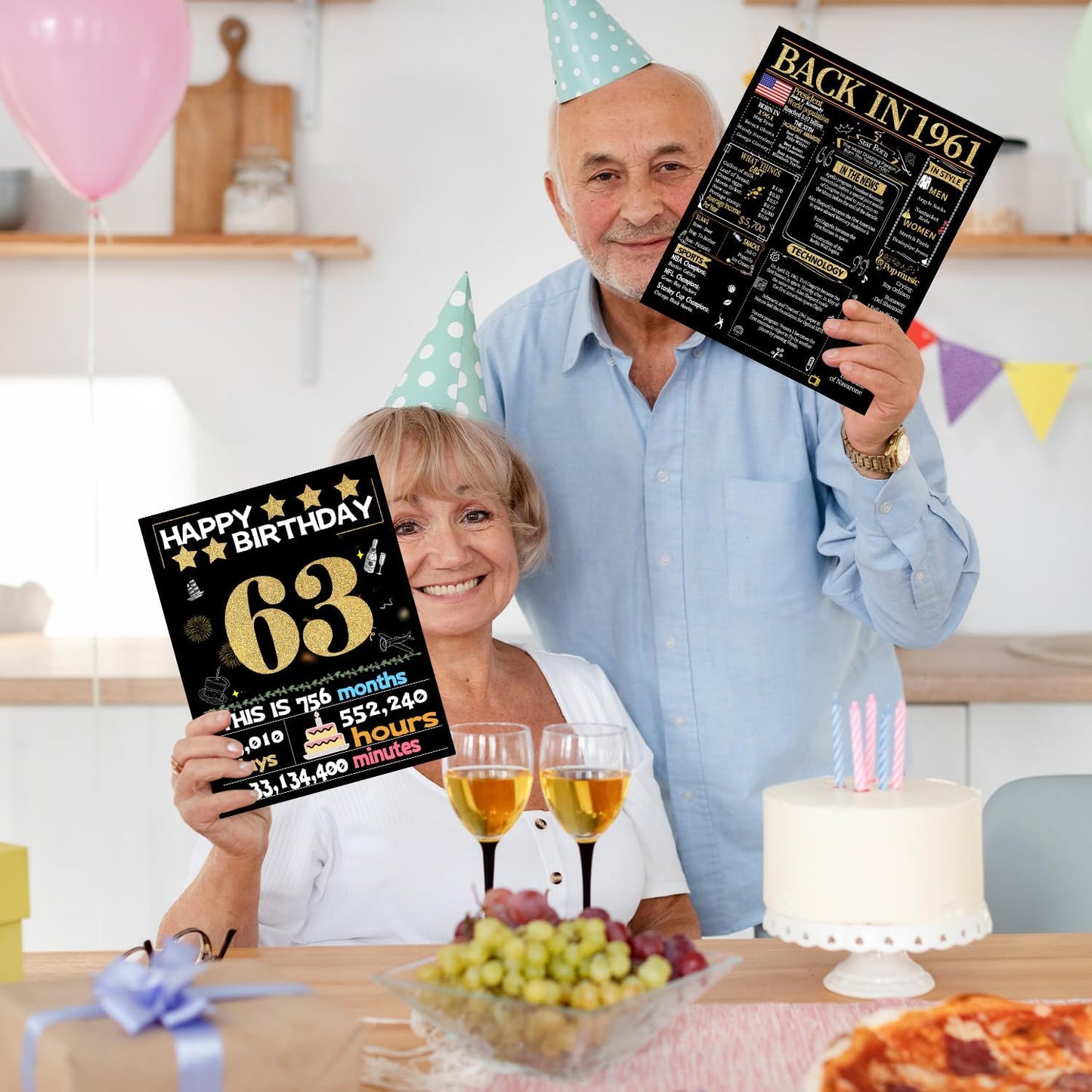 65. Geburtstagskarte mit Umschlag, Dekorationen zum 65. Geburtstag für Frauen und Männer, Geburtstagsgeschenke für Mutter und Vater, alles Gute zum Geburtstagskarten für 65-jährige Ehefrau, Ehemann, Rückblick auf 1961