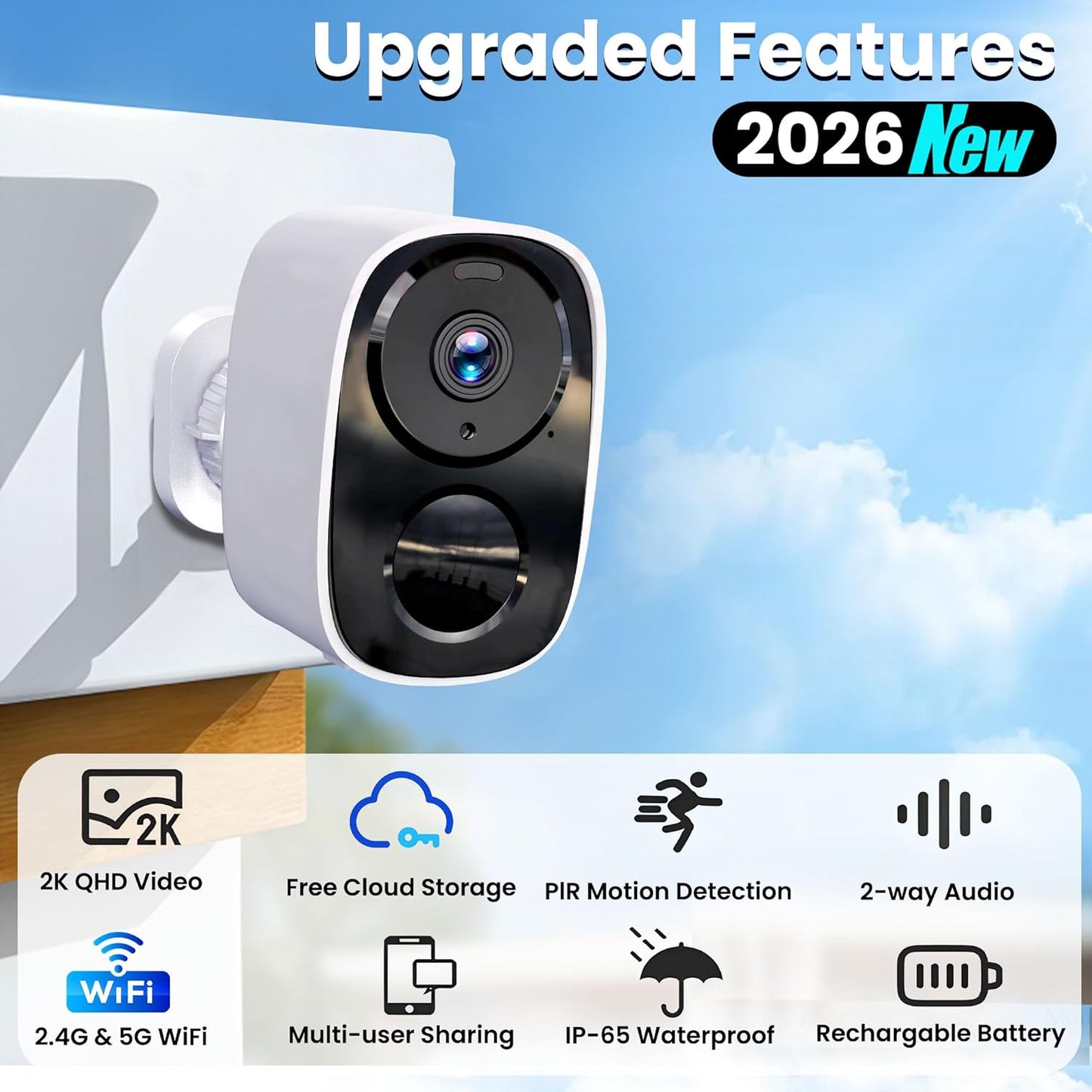 Upgraded 2026 2K Security Cameras for Outdoor Use