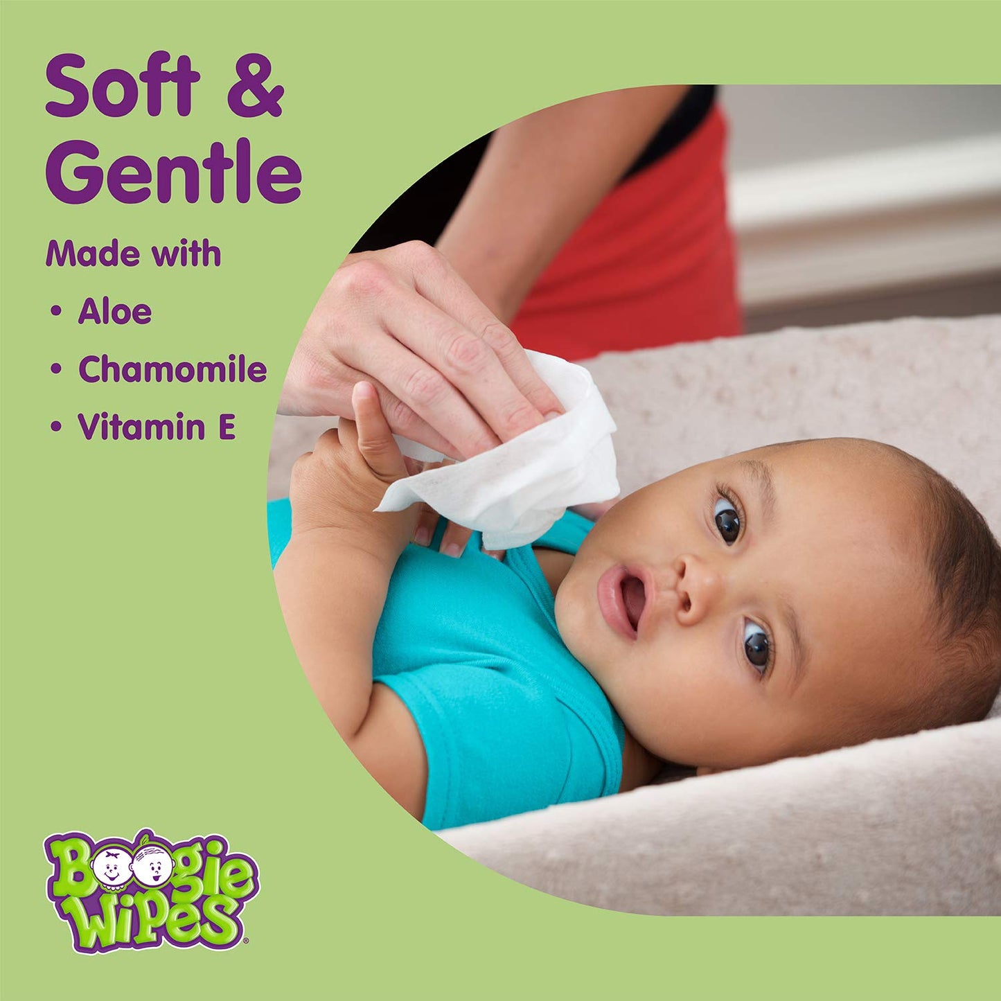 Saline-Nasen-Tücher von Boogie, für Babys & Kinder, Gesicht, Hände & Körper, mit Vitamin E, Aloe und natürlicher Salzlösung, unparfümiert, 90 Stück (1er-Pack)