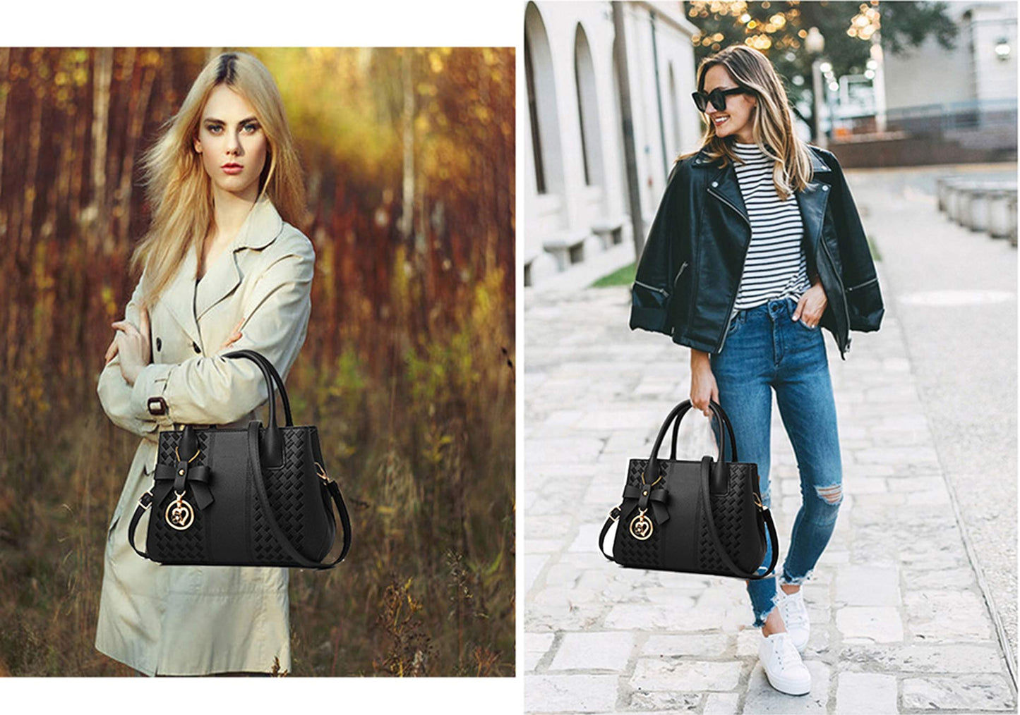 Jeniulet Geldbörsen und Handtaschen für Damen Mode Damen PU-Leder Top-Griff Satchel Schulter Tragetaschen Dunkelgrau 10.2" x 3.9" x 7.9"