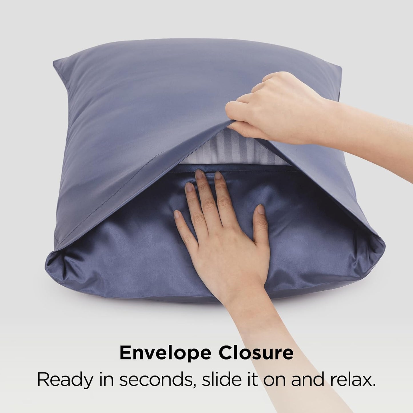 Bedsure Satin-Kissenbezug, Queen-Size, 2er-Pack, Seidenkissenbezügen ähnlich, seidige Kissenhüllen mit Hotelverschluss, Raumdeko, Valentinsgeschenke für Frauen und Männer, Grau, 50x75 cm
