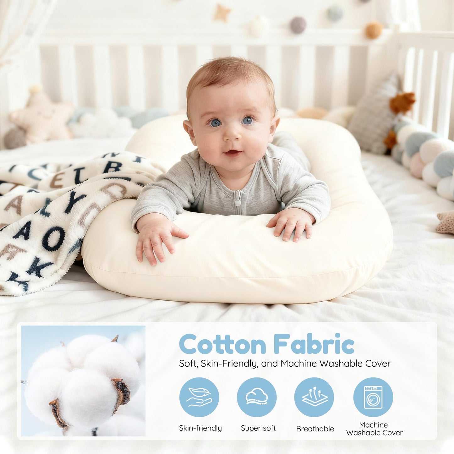 Baby Lounger & Snuggle Nest for Newborn 0-24 Months, Baby Nest Supervised Breathable Cotton for Newborn, Breathable Portable Infant Lounnger for Travel and Home, Pink (Lounger Cover Included)