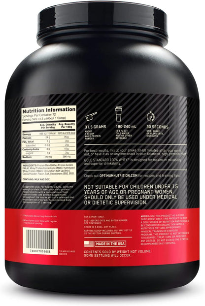 OPTIMUM NUTRITION Gold Standard 100% Whey Protein Powder, Double Rich Chocolate, 2.27kg - [packaging may vary]