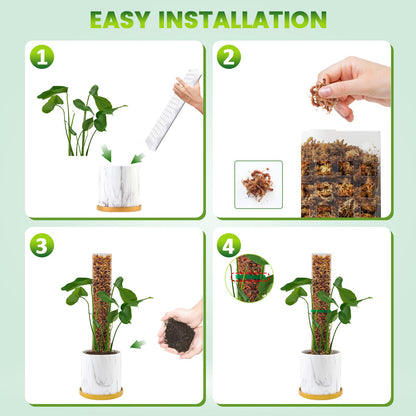 EOX 4 Pcs 24 Inch Plastic Moss Pole for Monstera, Large D Shaped Poles for Climbing Plants Work with Sphagnum Moss, 90 Inch Plant Stake Set of 4, Garden Ties